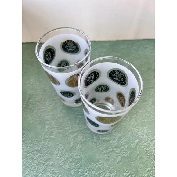 Libbey Tumblers - Frosted Glass with Gold Coins - Set of 2 - Picture 3 of 4